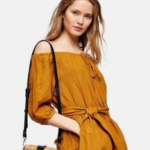 Topshop Mustard Off-Shoulder Jumpsuit